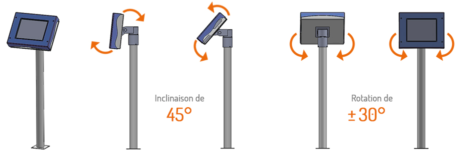 Rotation et inclinaison borne tactile M-Innov